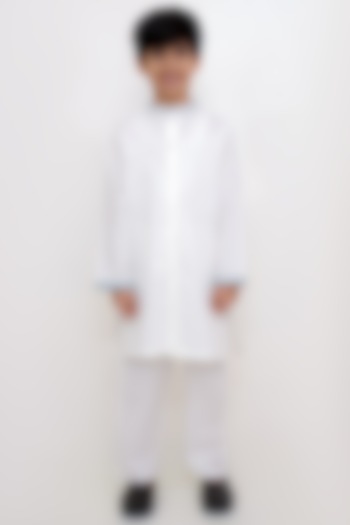 White Cotton Kurta Set For Girls by Lil Drama at Pernia's Pop Up Shop