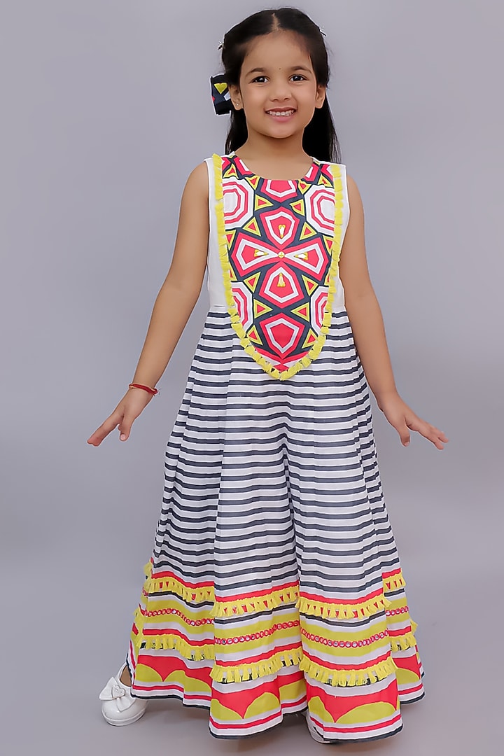 Multi-Colored Cotton Geometric Printed Jumpsuit For Girls by Lil Drama at Pernia's Pop Up Shop