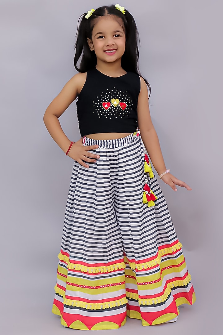Multi-Colored Cotton Geometric Printed Co-Ord Set For Girls by Lil Drama at Pernia's Pop Up Shop