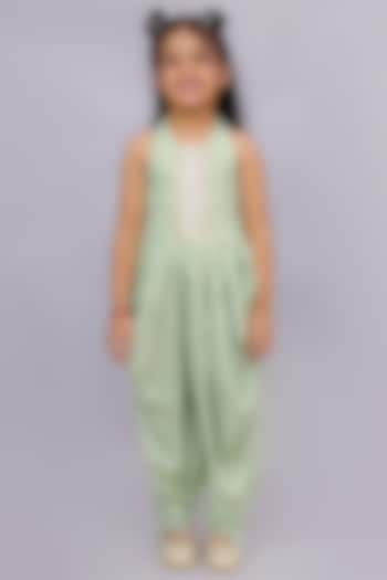 Green Viscose Foil Printed Jumpsuit For Girls by Lil Drama at Pernia's Pop Up Shop