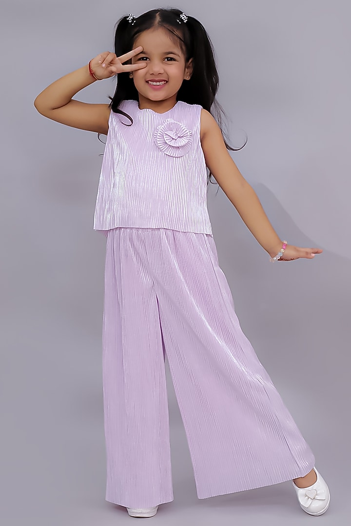 Pink Polyester Embroidered Co-Ord Set For Girls by Lil Drama at Pernia's Pop Up Shop