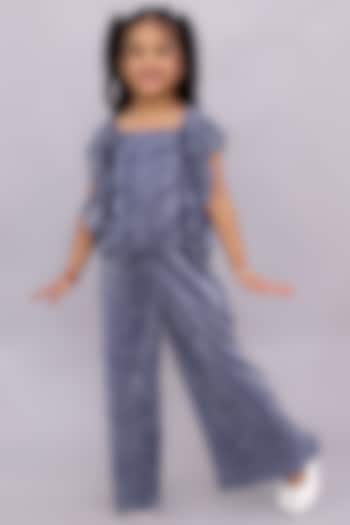 Blue Polyester Co-Ord Set For Girls by Lil Drama at Pernia's Pop Up Shop