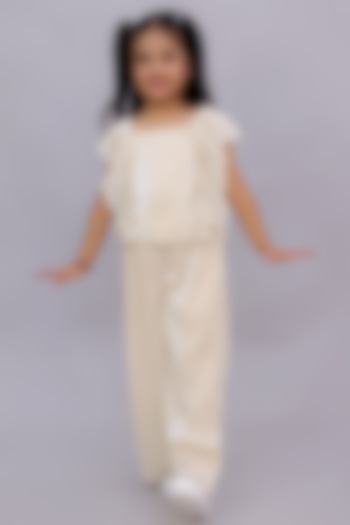Beige Polyester Co-Ord Set For Girls by Lil Drama at Pernia's Pop Up Shop