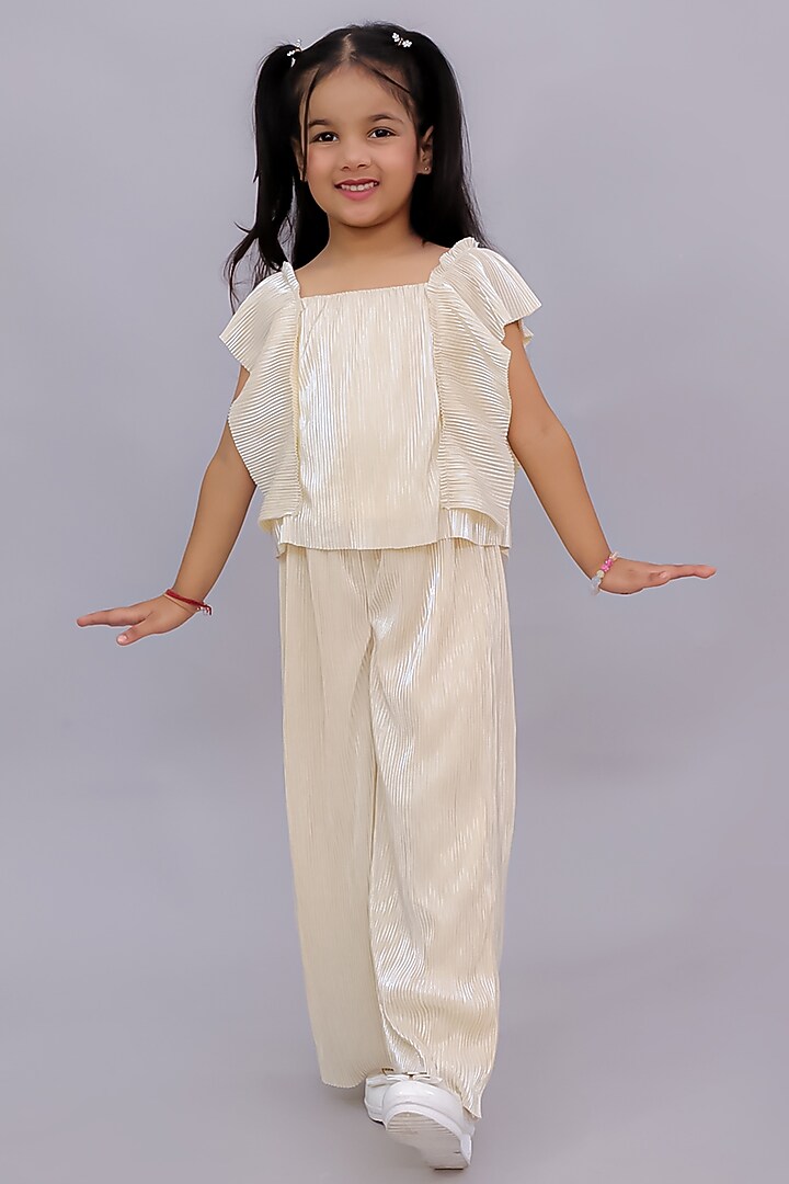 Beige Polyester Co-Ord Set For Girls by Lil Drama at Pernia's Pop Up Shop