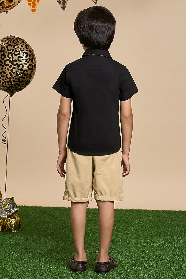 Black Cotton Shirt For Boys by Lil Drama at Pernia's Pop Up Shop
