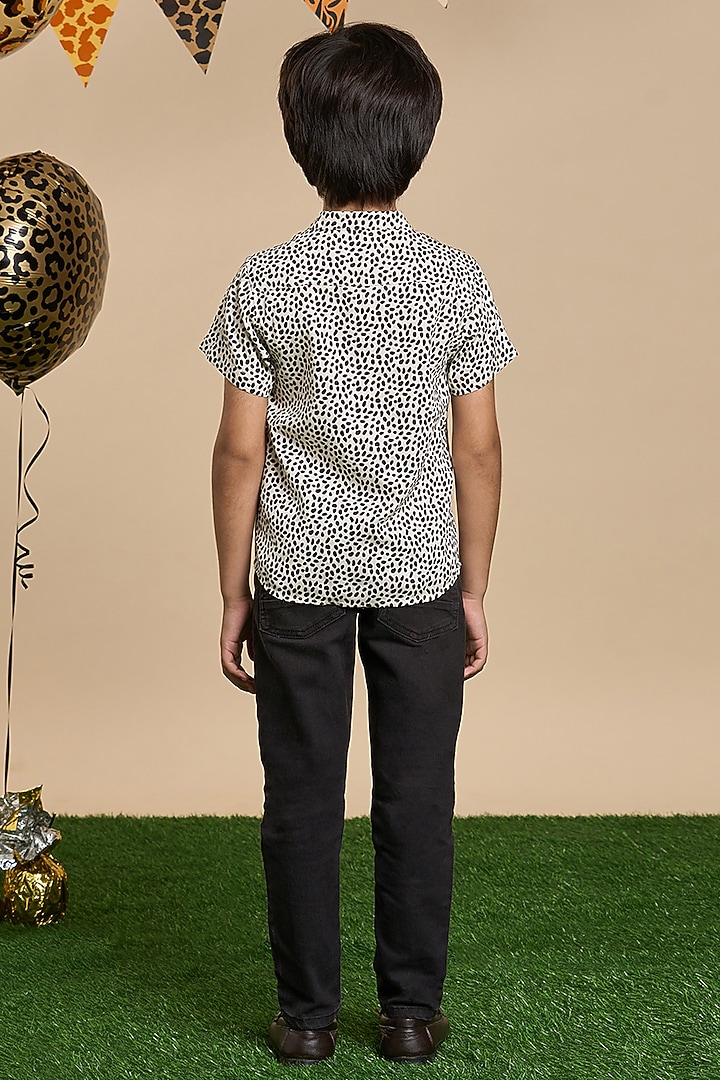 Black Cotton Leopard Printed Shirt For Boys by Lil Drama at Pernia's Pop Up Shop