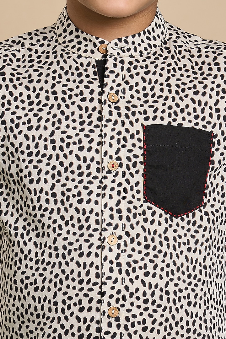 Black Cotton Leopard Printed Shirt For Boys by Lil Drama at Pernia's Pop Up Shop