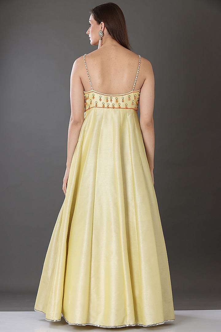 Light Yellow Wedding Anarkali Set by Lilac at Pernia's Pop Up Shop