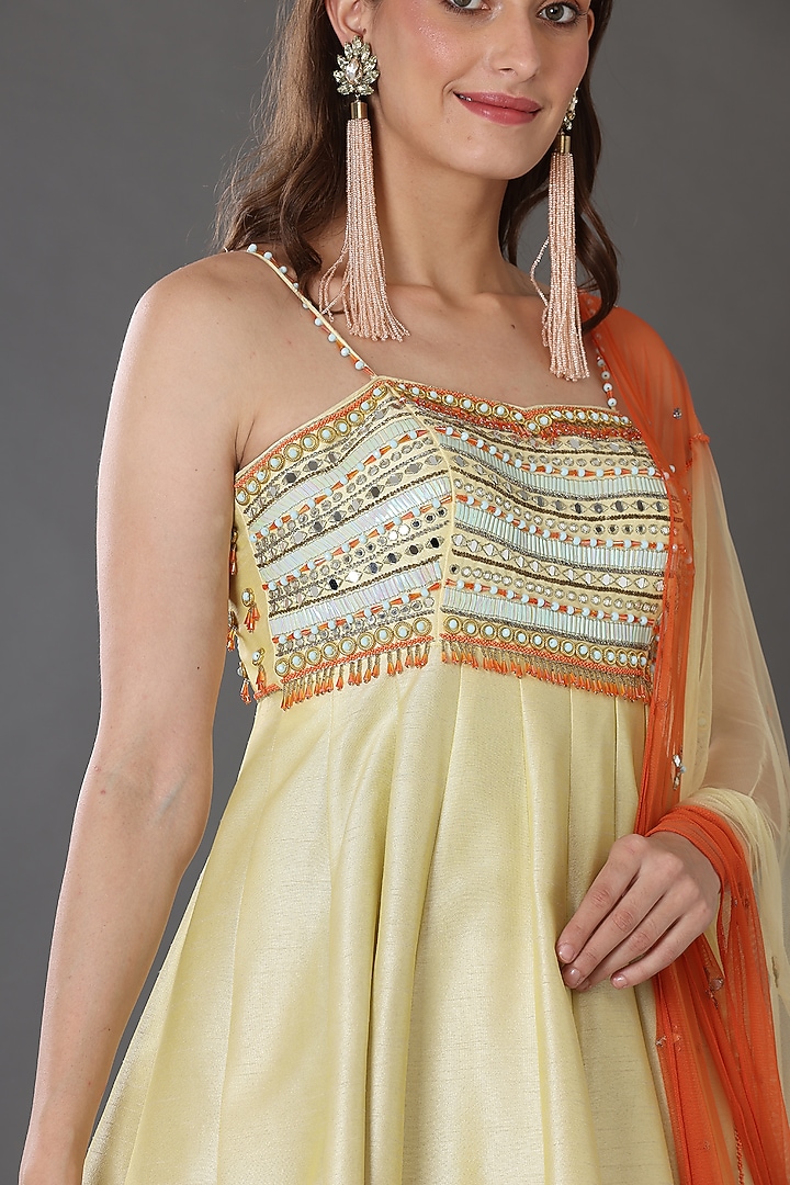 Light Yellow Wedding Anarkali Set by Lilac at Pernia's Pop Up Shop