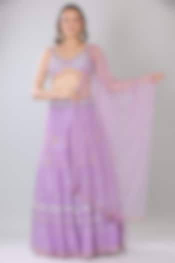 Lilac Embroidered Lehenga Set by Lilac