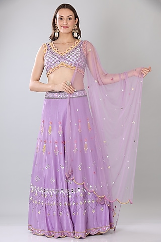 Lilac Embroidered Lehenga Set by Lilac