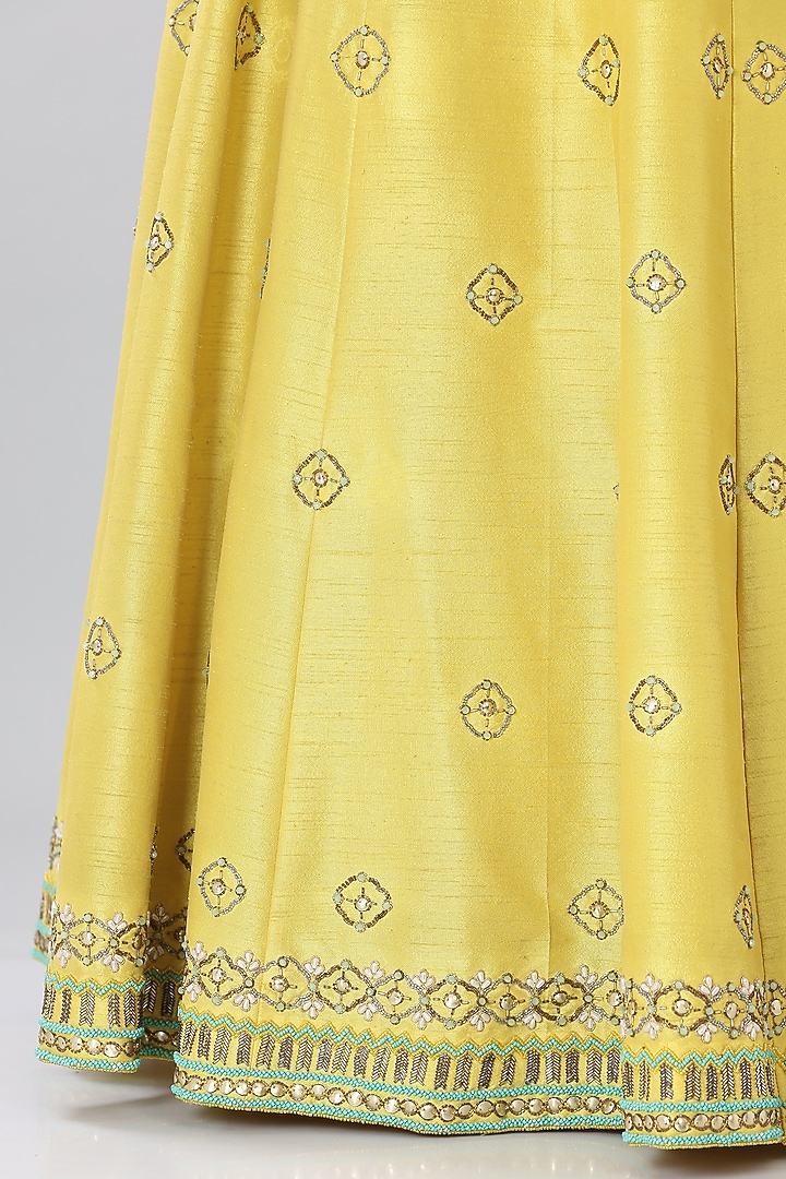 Neon Yellow Embroidered Wedding Lehenga Set by Lilac at Pernia's Pop Up Shop