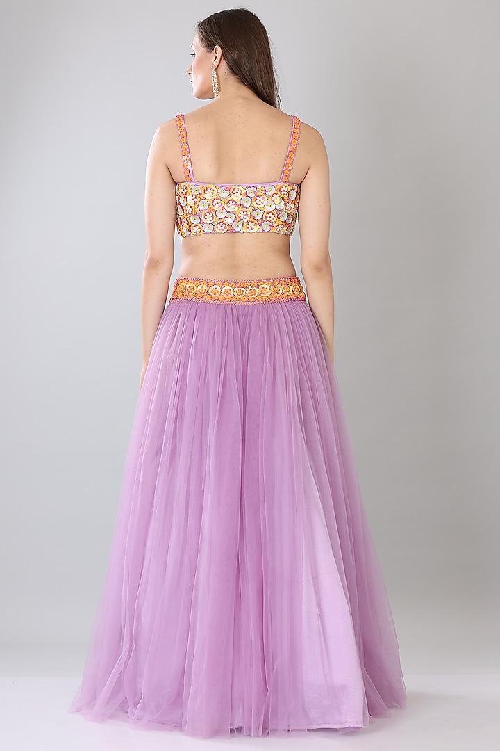 Lilac Floral Embroidered Wedding Lehenga Set by Lilac at Pernia's Pop Up Shop