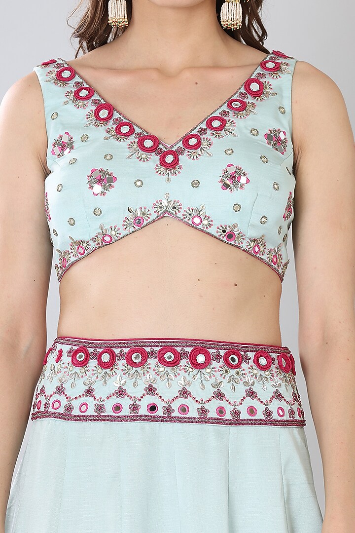 Sky Blue Embroidered Wedding Lehenga Set by Lilac at Pernia's Pop Up Shop