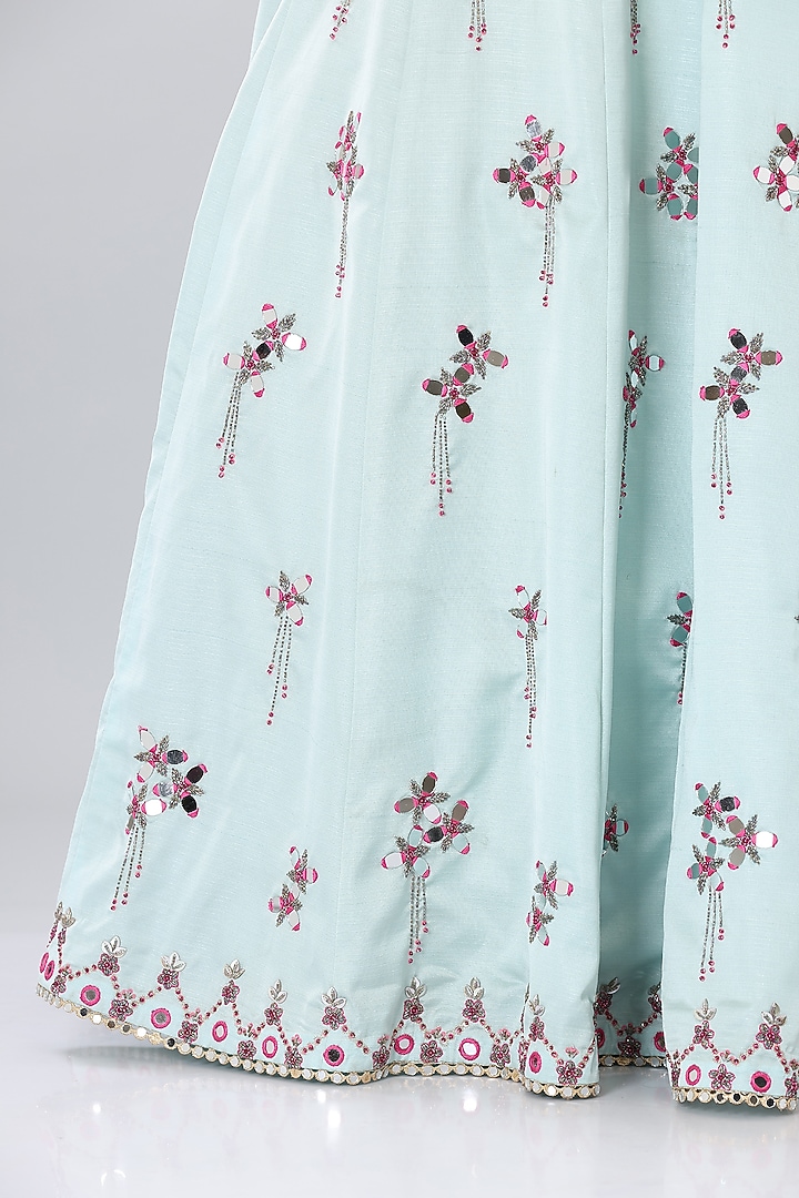 Sky Blue Embroidered Wedding Lehenga Set by Lilac at Pernia's Pop Up Shop
