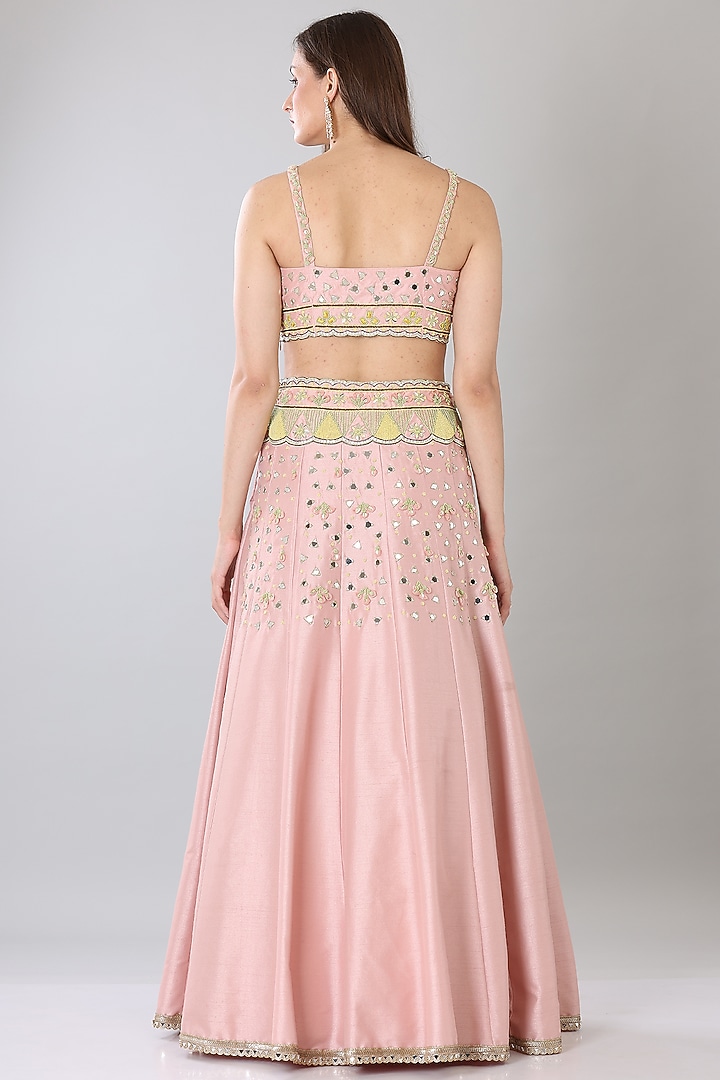 Peach Embroidered Wedding Lehenga Set by Lilac at Pernia's Pop Up Shop