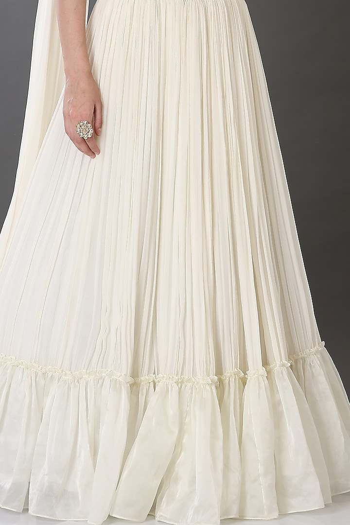 Ivory Georgette Wedding Lehenga Set by Lilac at Pernia's Pop Up Shop