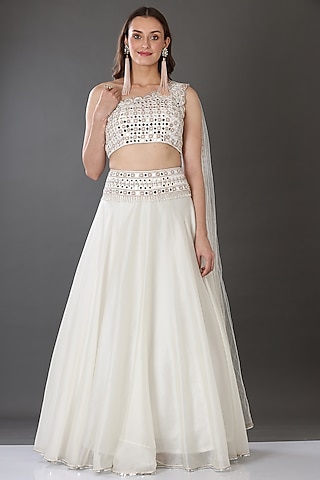 Ivory Embroidered Lehenga Set by Lilac
