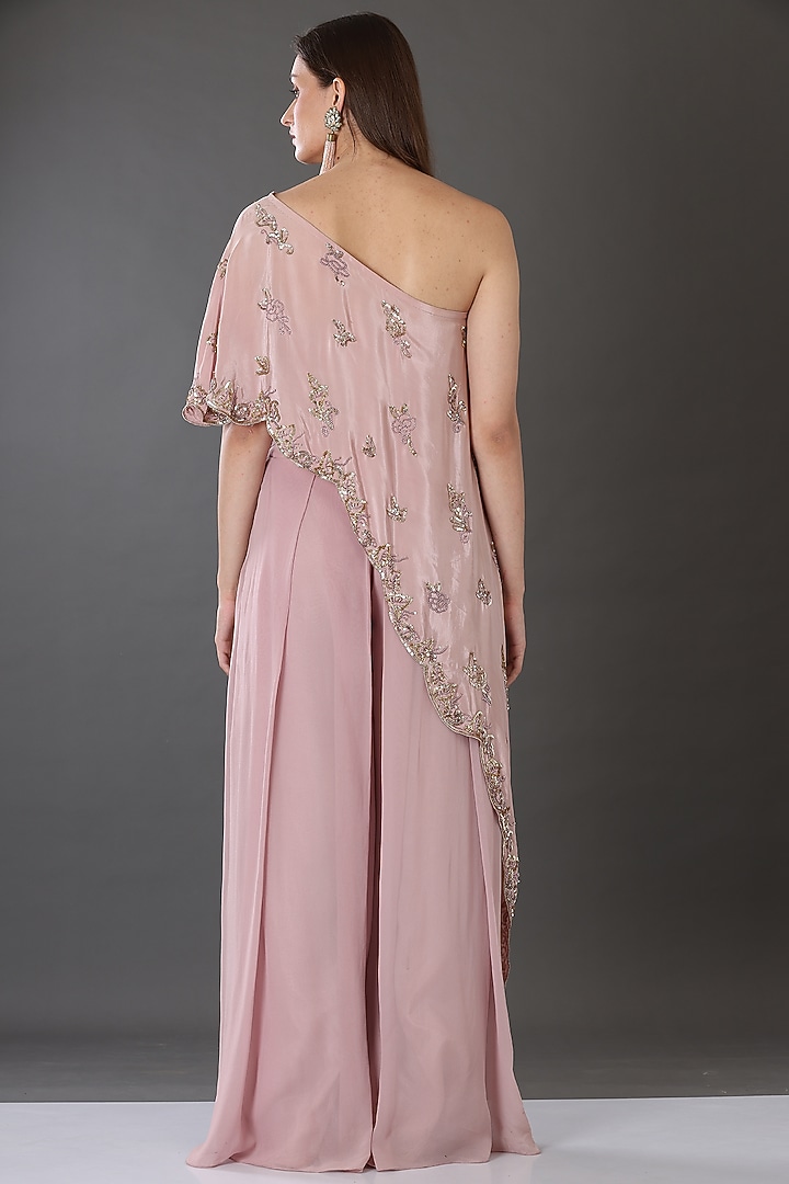 Pink Georgette Palazzo Pant Set by Lilac at Pernia's Pop Up Shop