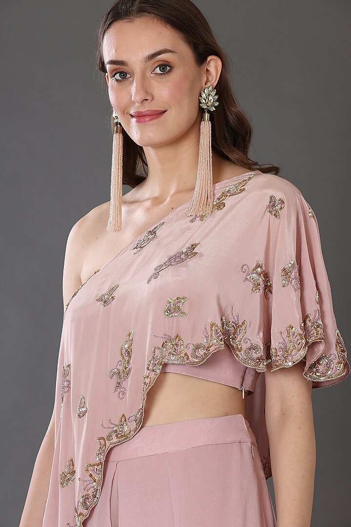 Pink Georgette Palazzo Pant Set by Lilac at Pernia's Pop Up Shop