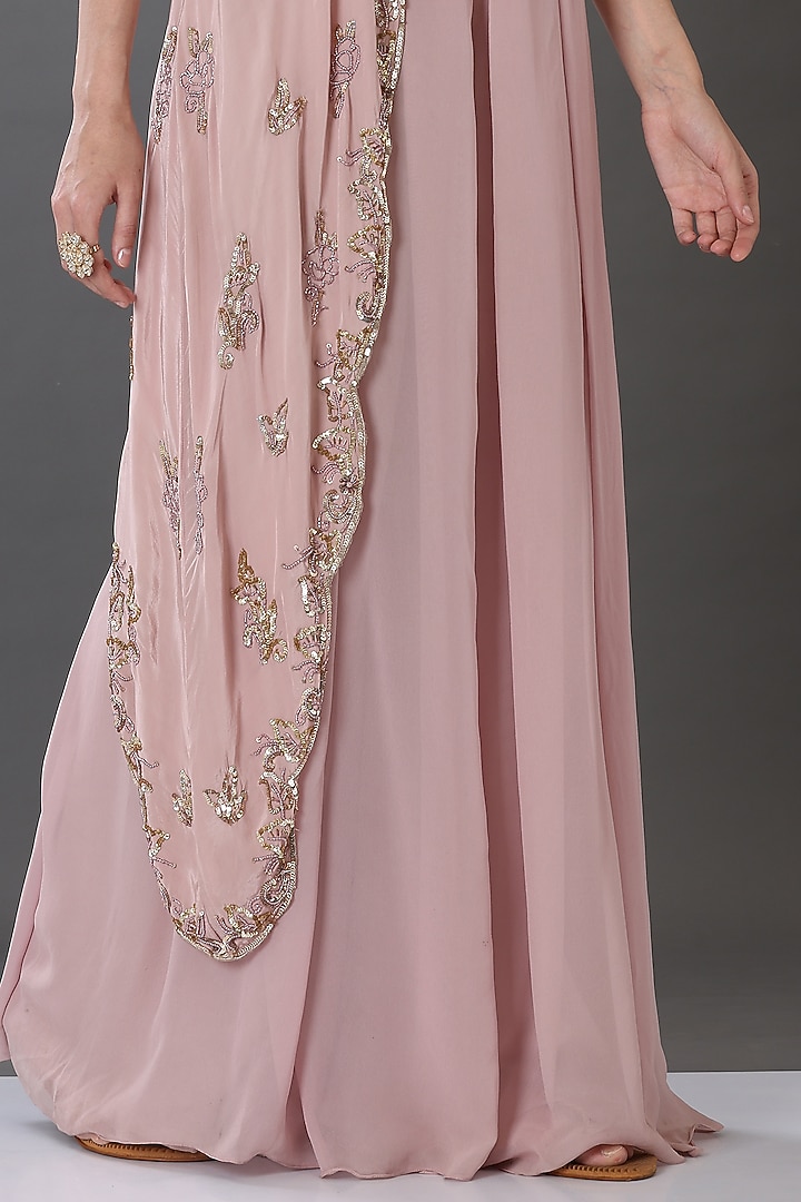 Pink Georgette Palazzo Pant Set by Lilac at Pernia's Pop Up Shop