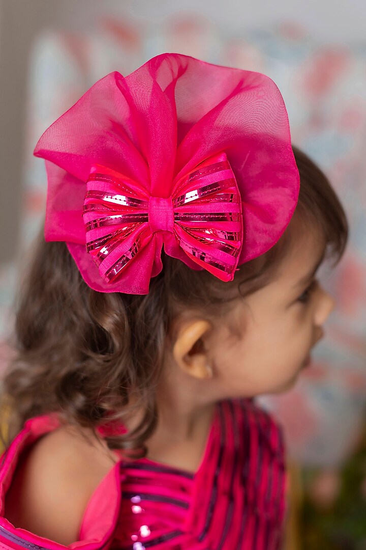 Pink Silk & Organza Gown For Girls by Li'l Angels at Pernia's Pop Up Shop