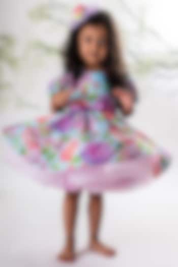Multi-Colored Crepe Printed Dress For Girls by Li'l Angels