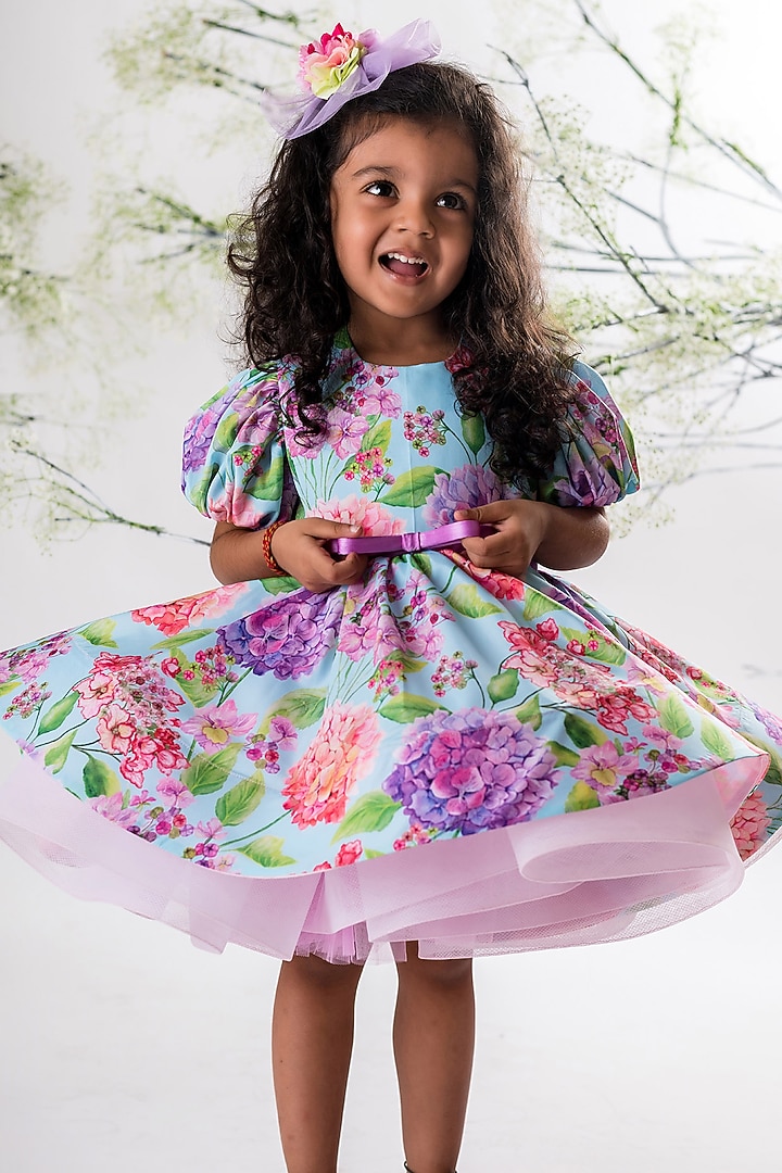Multi-Colored Crepe Printed Dress For Girls by Li'l Angels at Pernia's Pop Up Shop