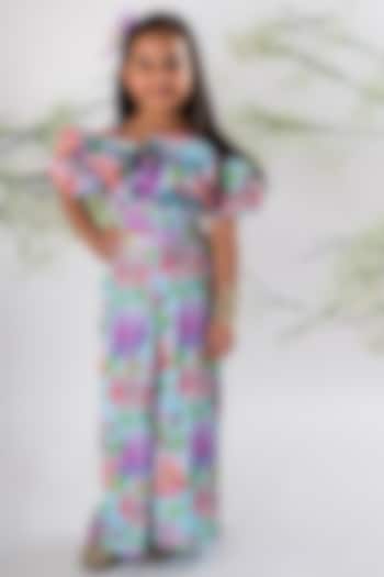 Multi-Colored Crepe Co-Ord Set For Girls by Li'l Angels