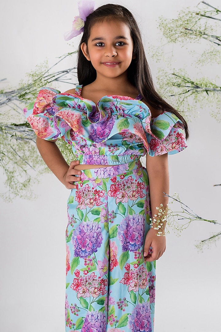Multi-Colored Crepe Co-Ord Set For Girls by Li'l Angels at Pernia's Pop Up Shop