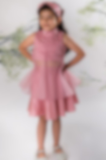 Blush Pink Milano Satin Skirt Set For Girls by Li'l Angels