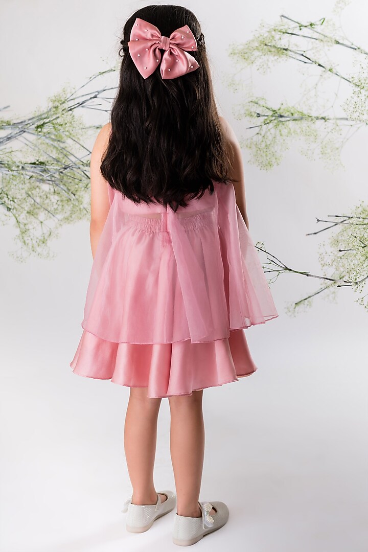Blush Pink Milano Satin Skirt Set For Girls by Li'l Angels at Pernia's Pop Up Shop