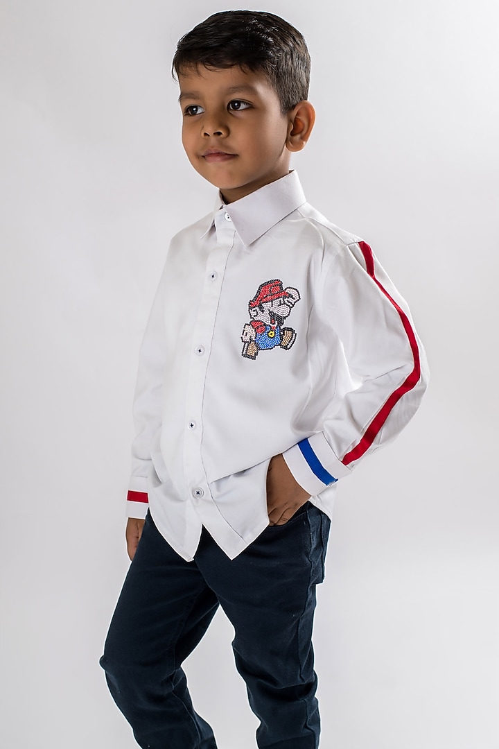White Cotton Shirt For Boys by Li'l Angels at Pernia's Pop Up Shop