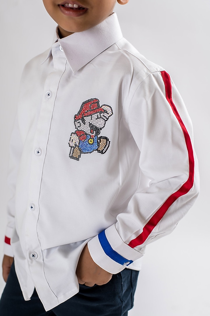 White Cotton Shirt For Boys by Li'l Angels at Pernia's Pop Up Shop