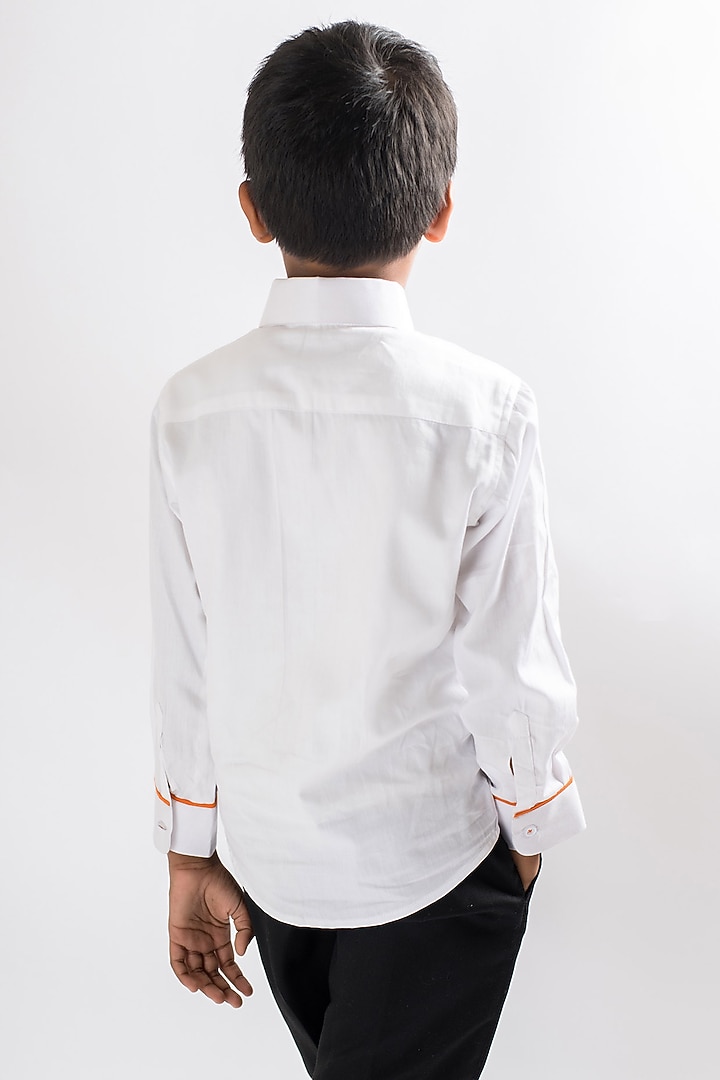 White Cotton Hand Painted Shirt For Boys by Li'l Angels at Pernia's Pop Up Shop