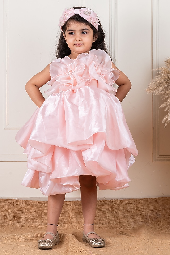 Peach Satin Organza Layered Dress For Girls by Li'l Angels at Pernia's Pop  Up Shop