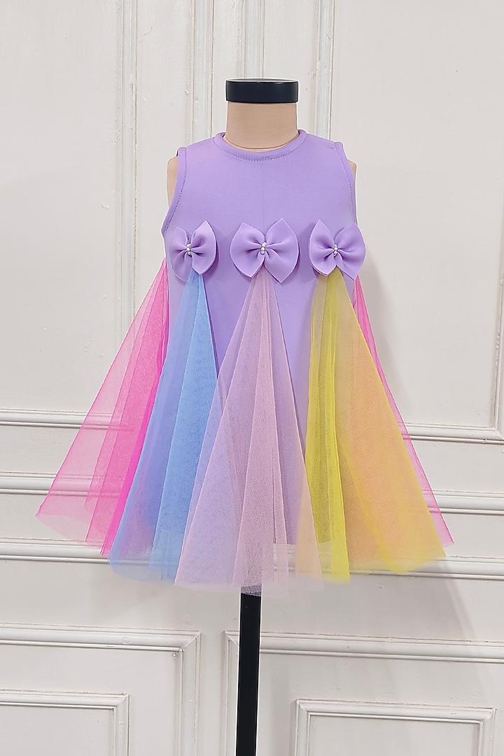 Lilac Scuba & Net Dress For Girls by Li'l Angels at Pernia's Pop Up Shop