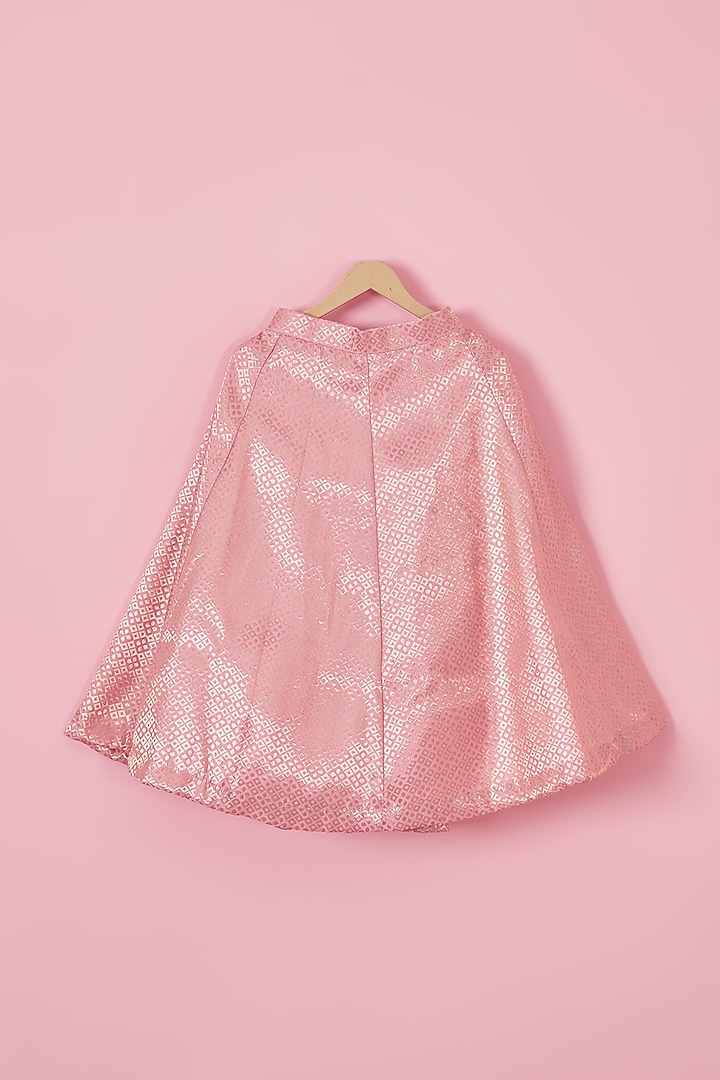 Pink Brocade & Silk Lehenga Set For Girls by Li'l Angels at Pernia's Pop Up Shop