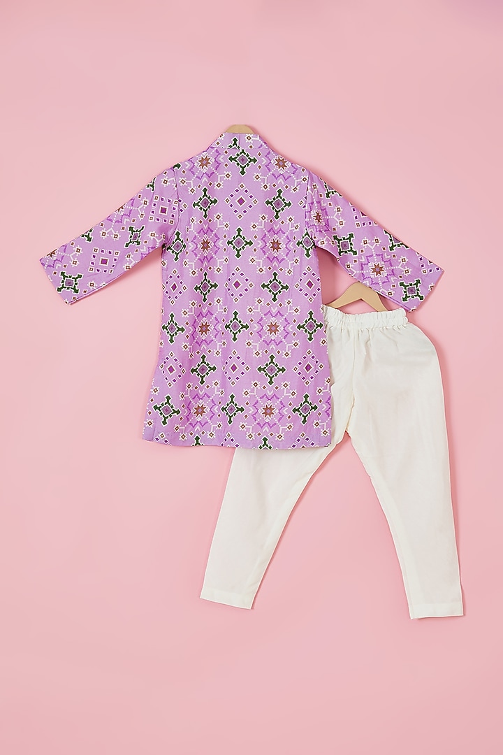 Purple Silk Hand Embroidered Kurta Set For Boys by Li'l Angels at Pernia's Pop Up Shop