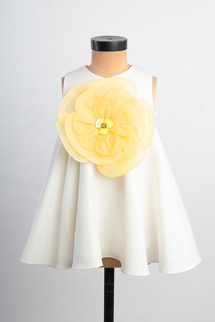 White Banana Crepe Dress For Girls by Li'l Angels at Pernia's Pop Up Shop