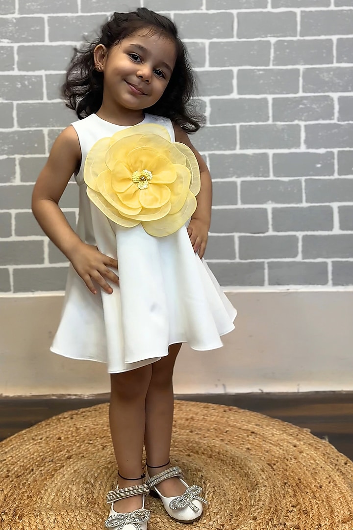 White Banana Crepe Dress For Girls by Li'l Angels at Pernia's Pop Up Shop