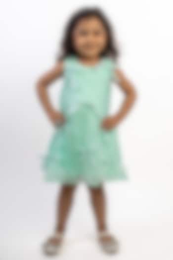 Sea Green Organza Dress For Girls by Li'l Angels at Pernia's Pop Up Shop
