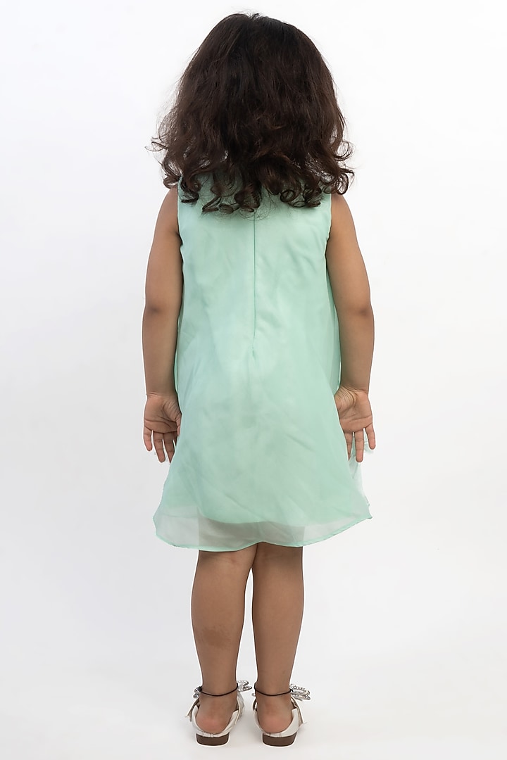 Sea Green Organza Dress For Girls by Li'l Angels at Pernia's Pop Up Shop