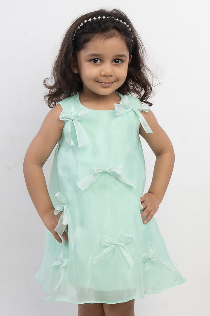 Sea Green Organza Dress For Girls by Li'l Angels at Pernia's Pop Up Shop