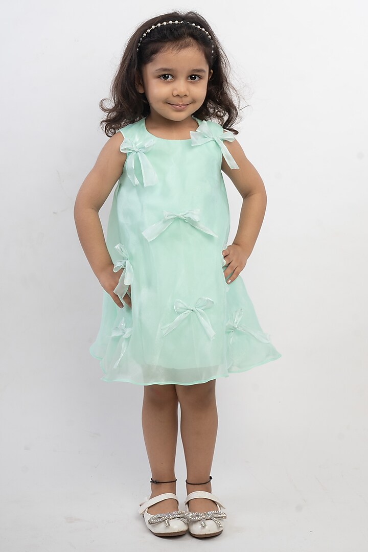Sea Green Organza Dress For Girls by Li'l Angels at Pernia's Pop Up Shop
