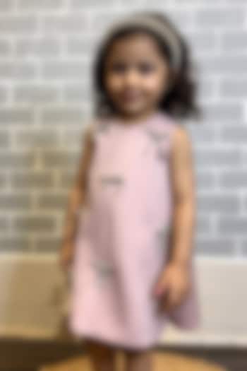 Onion Pink Banana Crepe Dress For Girls by Li'l Angels at Pernia's Pop Up Shop