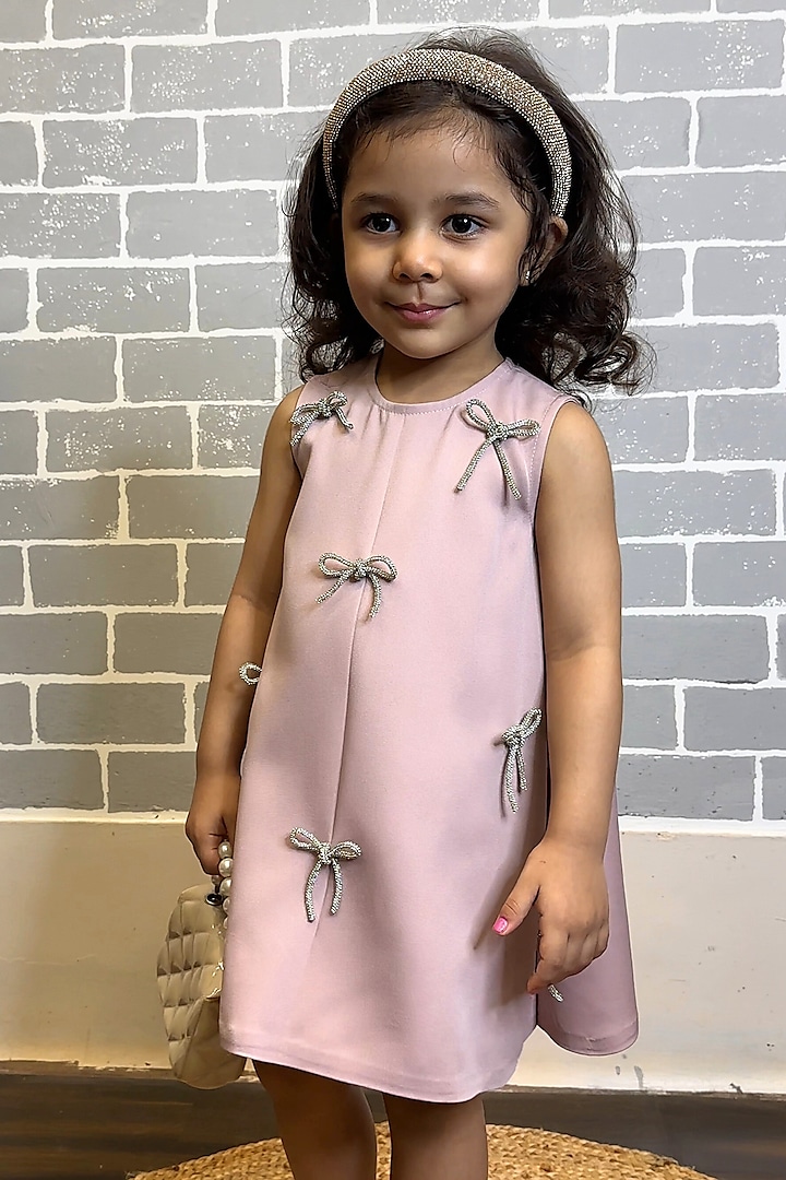 Onion Pink Banana Crepe Dress For Girls by Li'l Angels at Pernia's Pop Up Shop