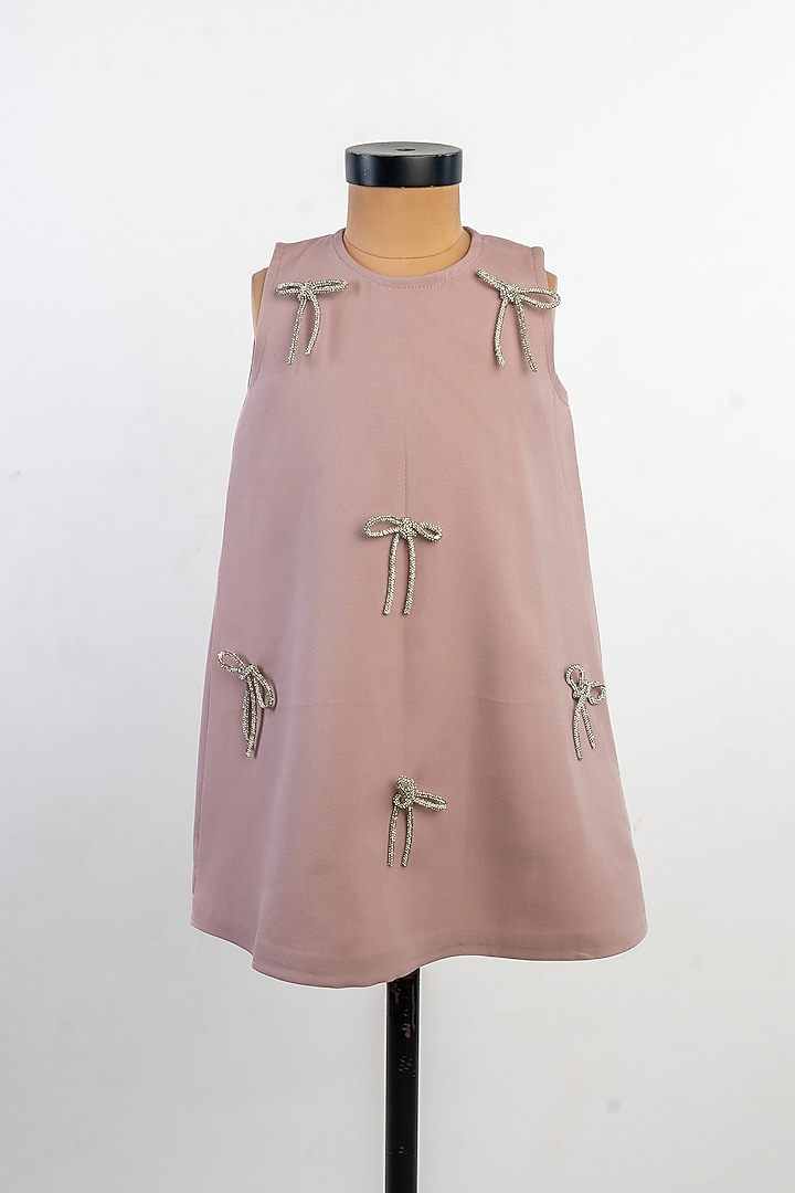 Onion Pink Banana Crepe Dress For Girls by Li'l Angels at Pernia's Pop Up Shop