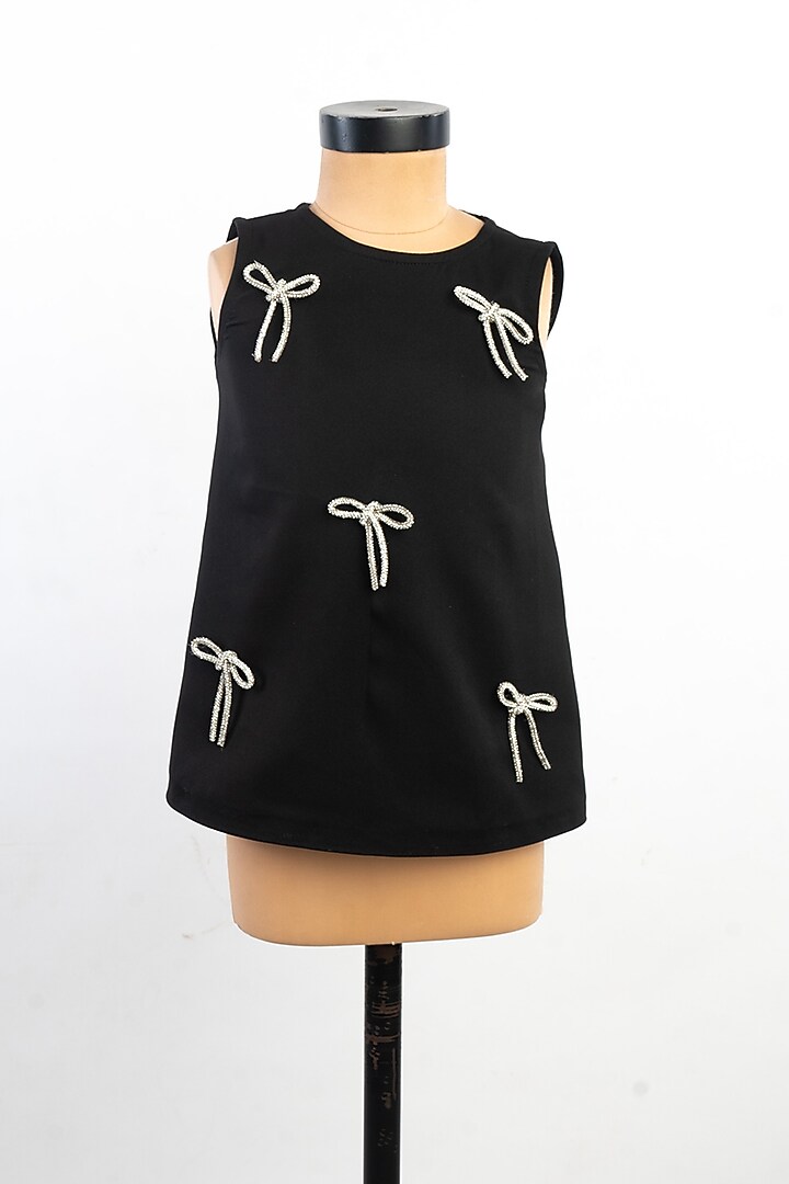 Black Banana Crepe Dress For Girls by Li'l Angels at Pernia's Pop Up Shop