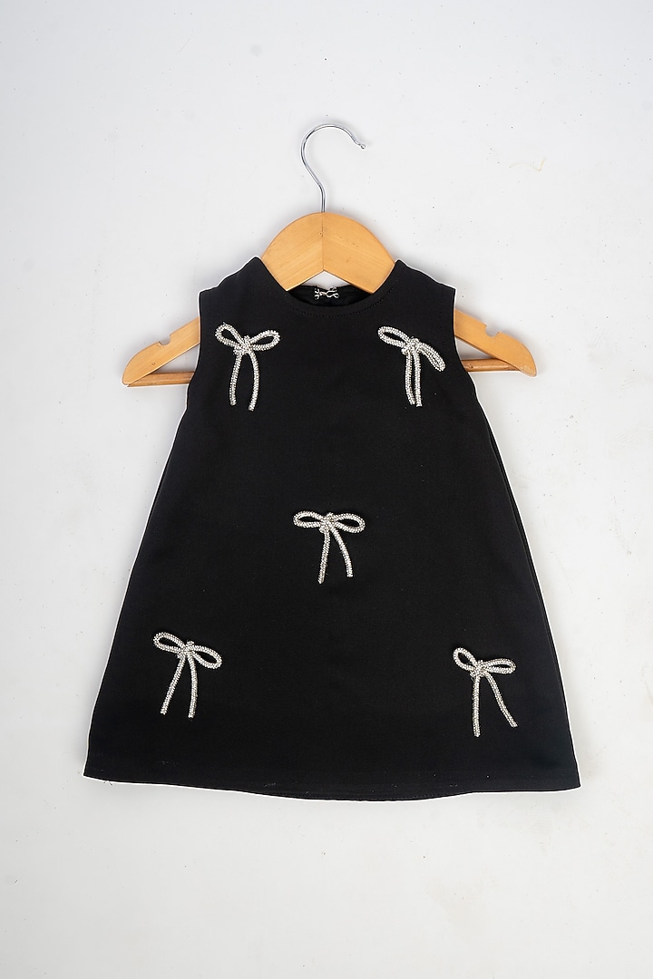 Black Banana Crepe Dress For Girls by Li'l Angels at Pernia's Pop Up Shop